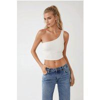 Minimalistisches Einarm-Jersey-Crop-Top