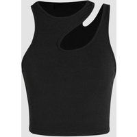 Asymmetrisches Rippstrick-Crop-Top mit Cut-Out