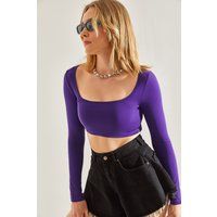 Körpernahes Cropped-Top mit U-Ausschnitt