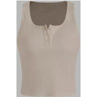 Geripptes Henley Crop Top
