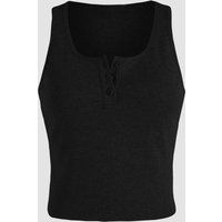 Geripptes Henley-Crop-Top
