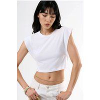 Ärmelloses Crop-Top mit Schulterpolstern