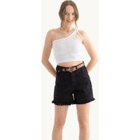 Asymmetrisches geripptes Ein-Schulter-Crop-Top