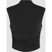 Gerafftes Crop-Top mit Stehkragen