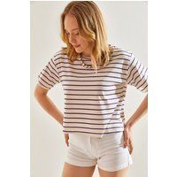 Gestreiftes Boxy Crop-T-Shirt