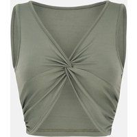 Geripptes Crop-Top mit Knotendetail