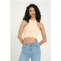 Geripptes Halterneck Crop Top