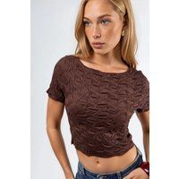 Texturiertes Crop-Top mit Bootsausschnitt