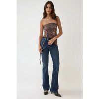 Trägerloses Bandeau-Top mit Leopardenmuster