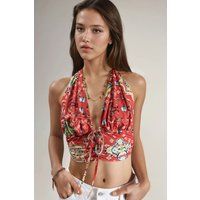 Gemustertes Halterneck Crop-Top
