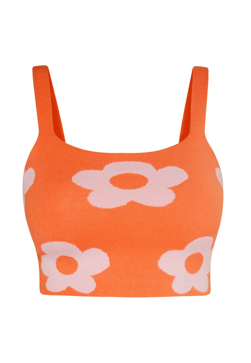 Crop-Top mit floralem Jacquardmuster