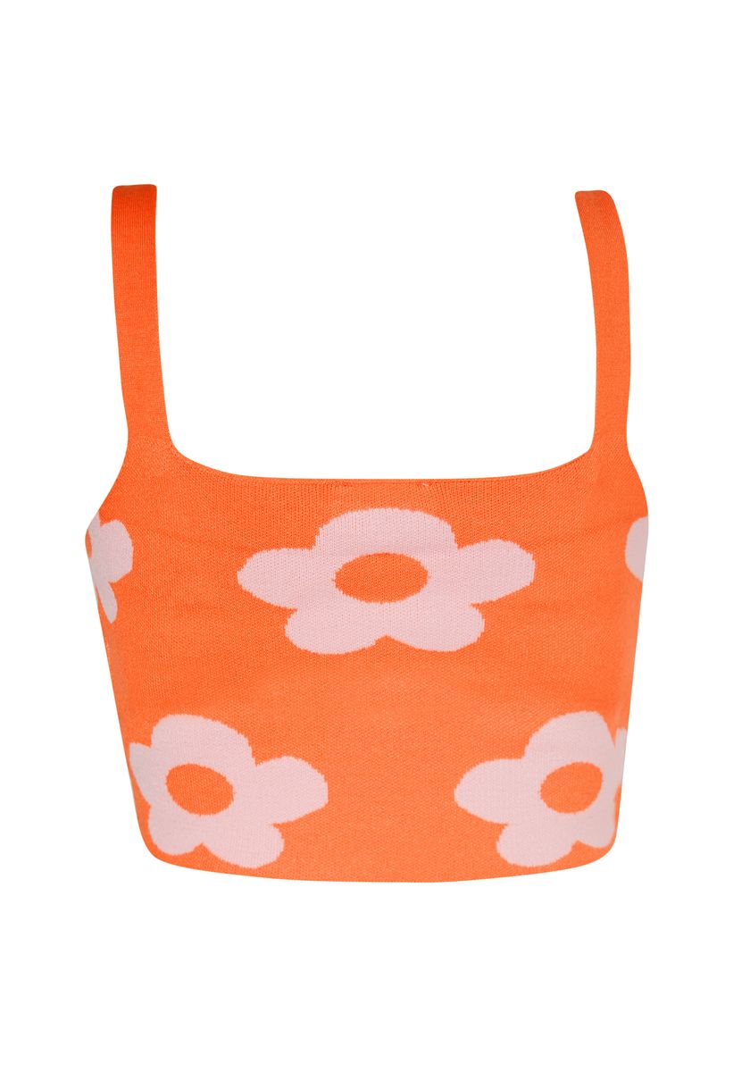 Crop-Top mit floralem Jacquardmuster