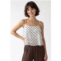 Gestuftes Polka-Dot-Chiffon-Top