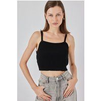 Rippstrick-Crop-Top mit Karree-Ausschnitt