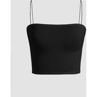Minimalistisches geripptes Karree-Ausschnitt Crop-Top