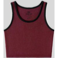 Ärmelloses Ripp-Crop-Top mit Kontrast