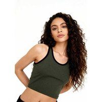 Geripptes Crop-Top mit Kontrastkante