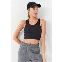 Geripptes ärmelloses Slim Crop Top