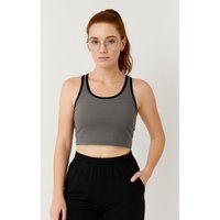 Ripp-Crop-Top mit Kontrastkanten