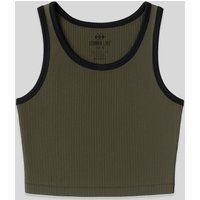 Geripptes Cropped Ringer Tanktop