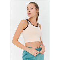 Geripptes Slim-Fit Contrast Crop-Top