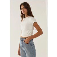 Geripptes Crop-Top mit Raffung