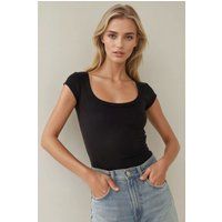 Ripp-Crop-Top mit Rundhalsausschnitt