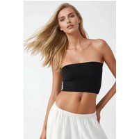 Geripptes Trägerloses Bandeau Top