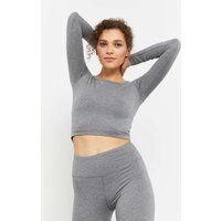 Eng anliegendes Langarm-Jersey-Crop-Top