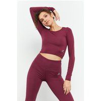 Schmal geschnittenes Langarm-Crop-Top
