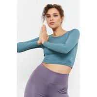 Eng anliegendes Langarm-Crop-Top