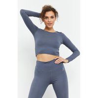 Enganliegendes Langarm-Crop-Top