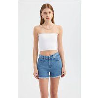 Trägerloses geripptes Basic Crop Top