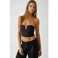Trägerloses Crop-Top mit V-Ausschnitt