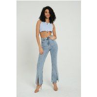 Geripptes Strick-Crop-Top mit Reißverschluss