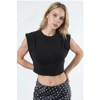 Ärmelloses Crop-Top mit Schulterpolstern