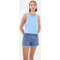 Minimalistisches ärmelloses Baumwoll Crop-Top