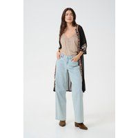 Lockerer Kimono mit geometrischer Borte
