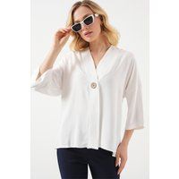Lockere Kimono-Bluse mit V-Ausschnitt