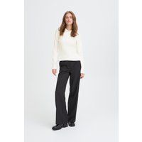 Geripptes Langarm-Poloshirt