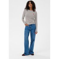 Gestreiftes Langarmshirt mit Bootausschnitt