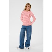 Gestreiftes Langarmshirt mit Herz-Applikation