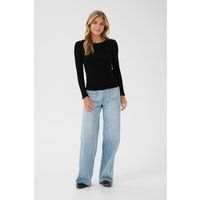 Feinripp-Langarmshirt mit Rollsaum