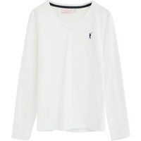 Langärmliges Baumwoll-Shirt mit V-Ausschnitt