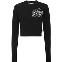 Besticktes Langarm-Top mit Signatur