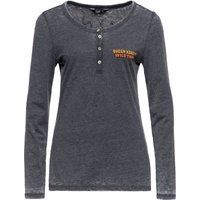 Henley-Langarmshirt mit Vintage-Waschung und Print