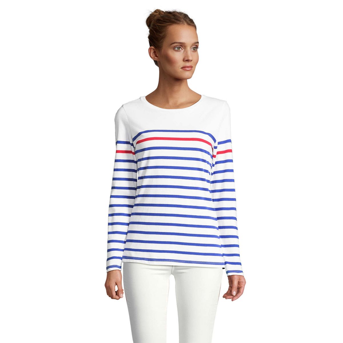 Klassisches Gestreiftes Marine-Langarmshirt