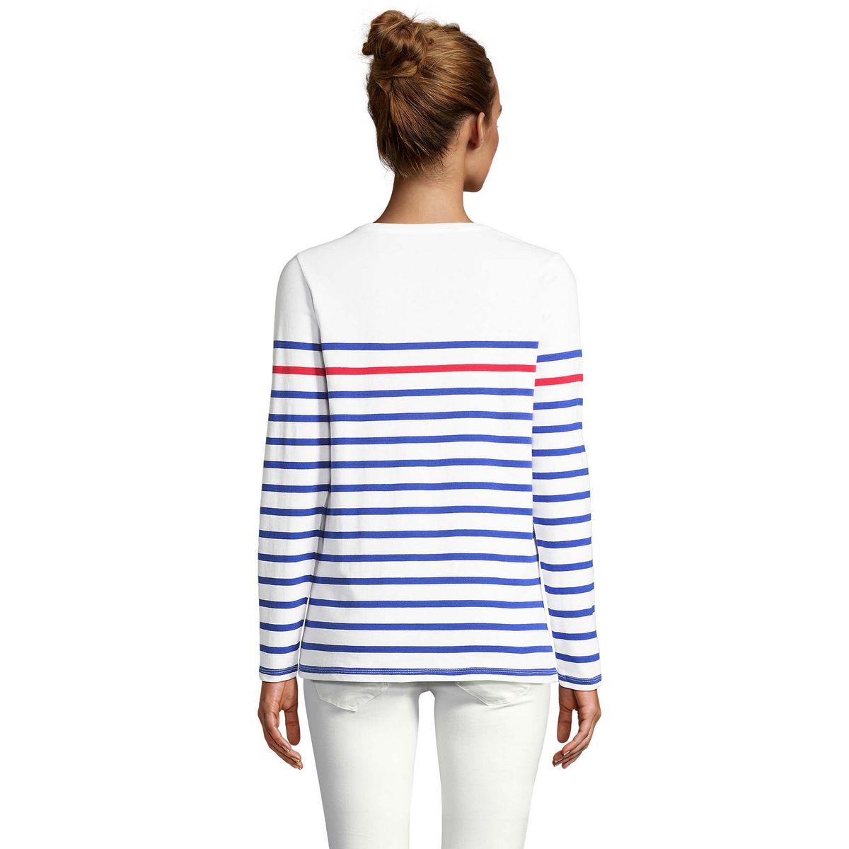 Klassisches Gestreiftes Marine-Langarmshirt