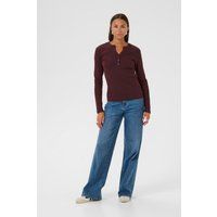 Geripptes Henley-Langarmshirt