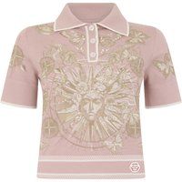 Besticktes Poloshirt mit Schmetterlings-Tattoo